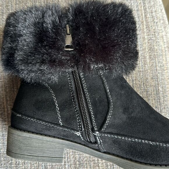 Propet Tabitha Women's Black Faux Suede & Fur Casual Zipper Ankle Boots Size 7.5 - Picture 9 of 10